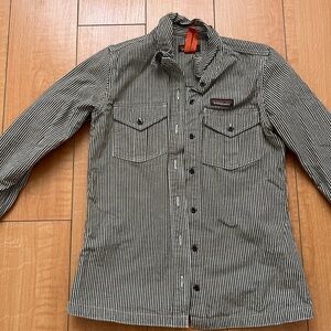 Patagonia Striped Shirt Jacket - Olive green & Cream
